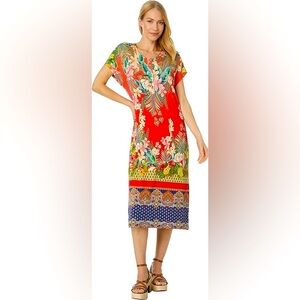 Johnny Was Rapsodia Maxi Henley Dress M